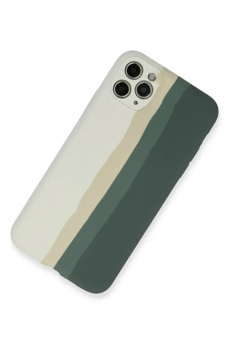 Apple iPhone 11 Pro Kılıf Ebruli Lansman Silikon - Beyaz-Gri