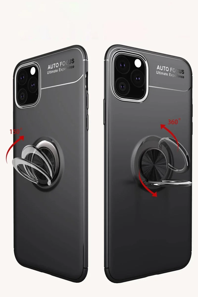 Apple iPhone 11 Pro Max Kılıf Range Yüzüklü Silikon - Siyah-Gold Apple iPhone 11 Pro Max Kılıf Range Yüzüklü Silikon - Siyah-Gold