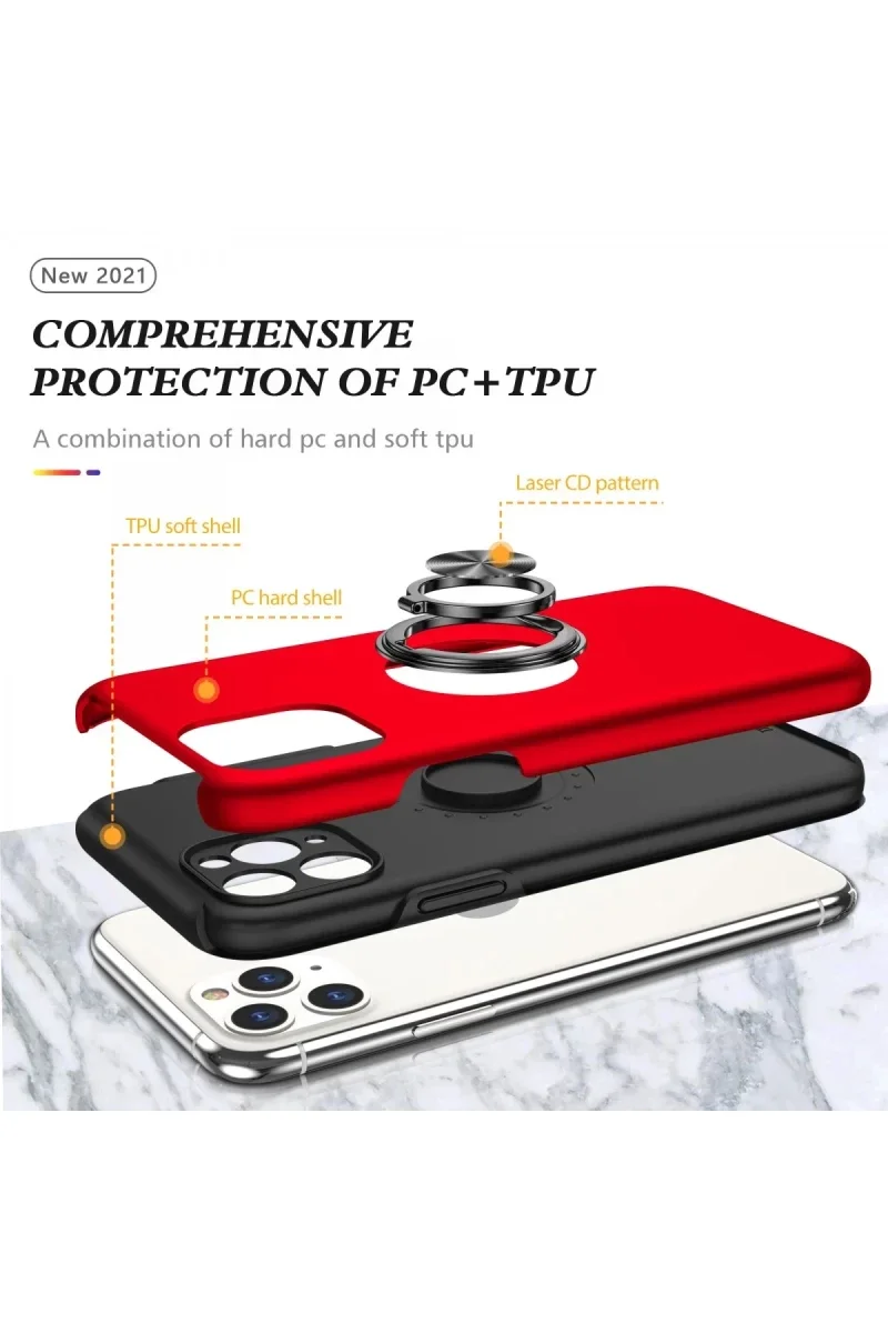 Apple iPhone 11 Pro Max Kılıf Elit Yüzüklü Kapak - Kırmızı Apple iPhone 11 Pro Max Kılıf Elit Yüzüklü Kapak - Kırmızı