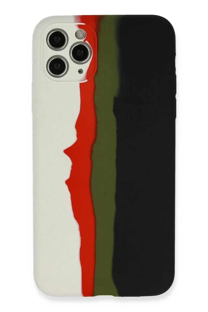 Apple iPhone 11 Pro Kılıf Ebruli Lansman Silikon - Beyaz-Siyah