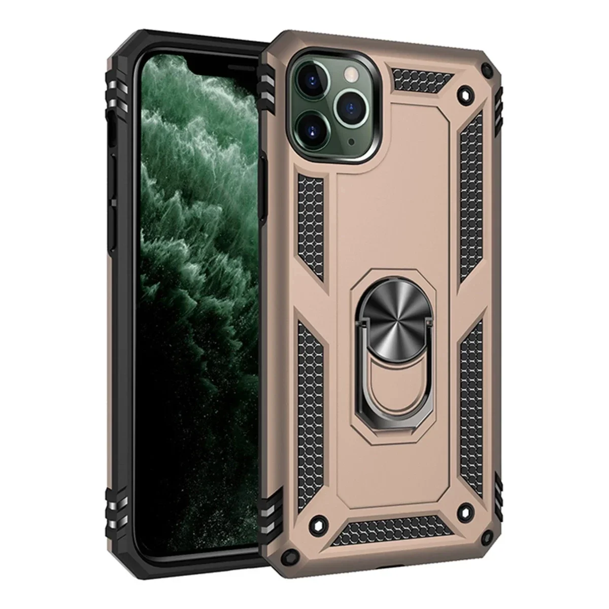 Apple iPhone 11 Pro Max Kılıf Sofya Yüzüklü Silikon Kapak - Gold Apple iPhone 11 Pro Max Kılıf Sofya Yüzüklü Silikon Kapak - Gold