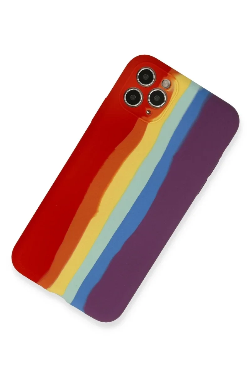Apple iPhone 11 Pro Kılıf Ebruli Lansman Silikon - Kırmızı-Mor