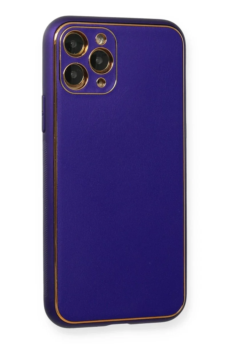 Apple iPhone 11 Pro Kılıf Coco Deri Silikon Kapak - Mor Apple iPhone 11 Pro Kılıf Coco Deri Silikon Kapak - Mor