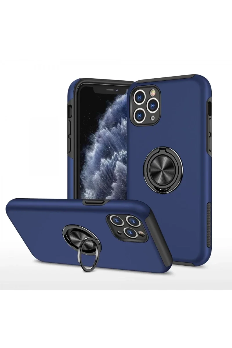 Apple iPhone 11 Pro Max Kılıf Elit Yüzüklü Kapak - Lacivert