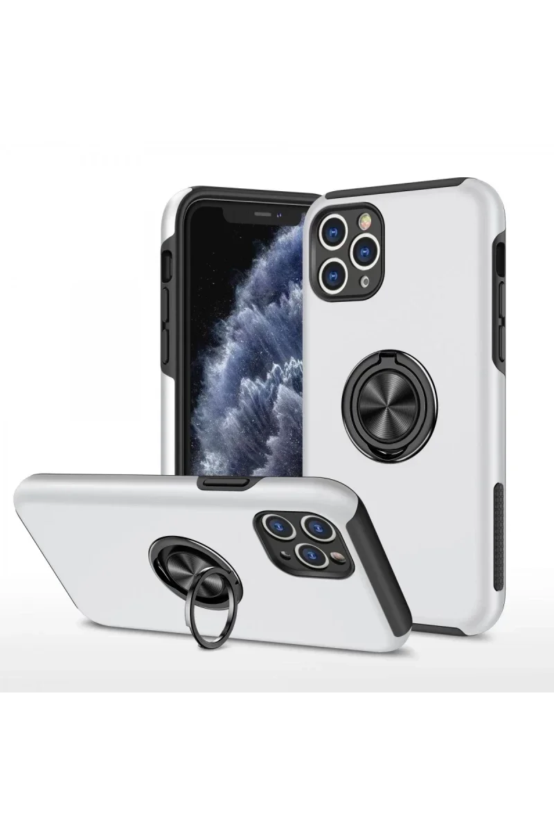 Apple iPhone 11 Pro Max Kılıf Elit Yüzüklü Kapak - Gümüş Apple iPhone 11 Pro Max Kılıf Elit Yüzüklü Kapak - Gümüş