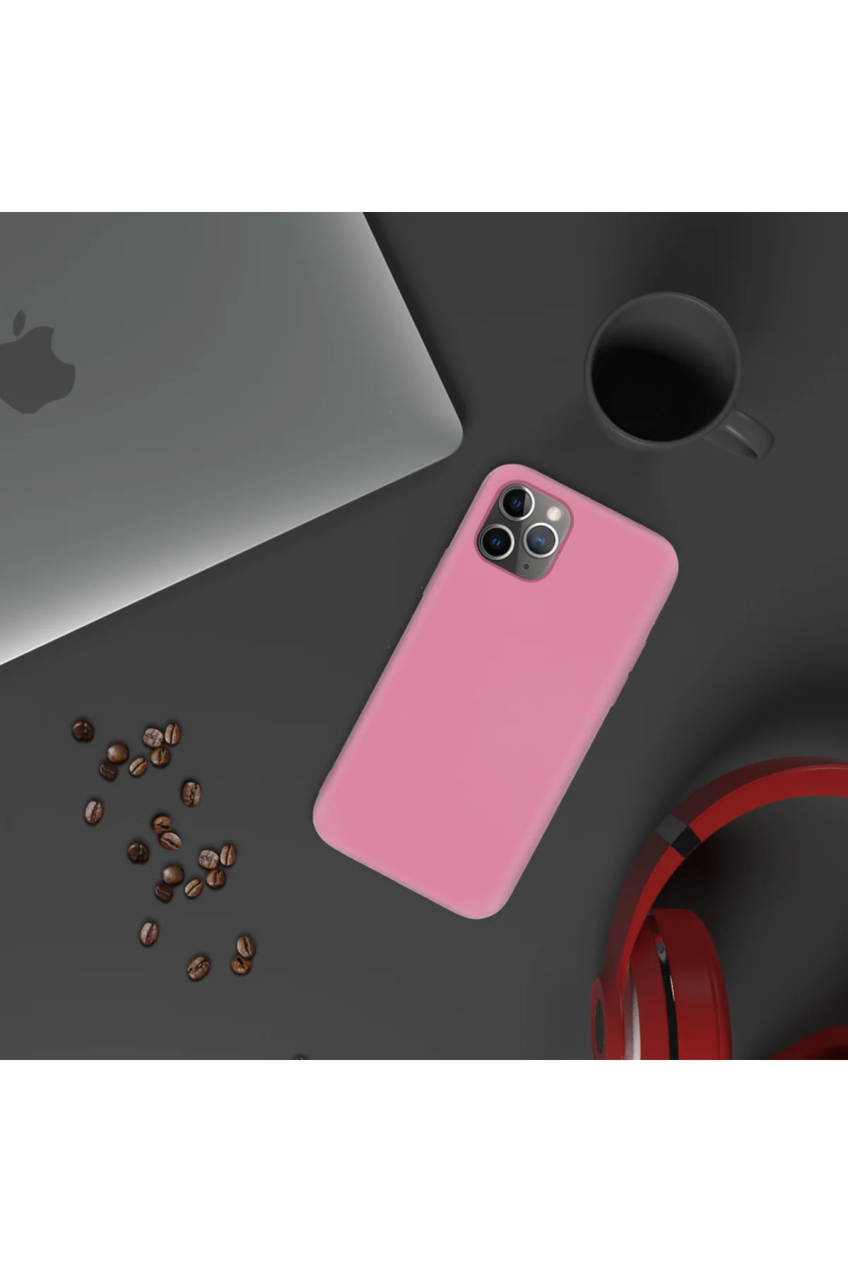 Apple iPhone 11 Pro Max İnce Mat Silikon Kılıf Pembe