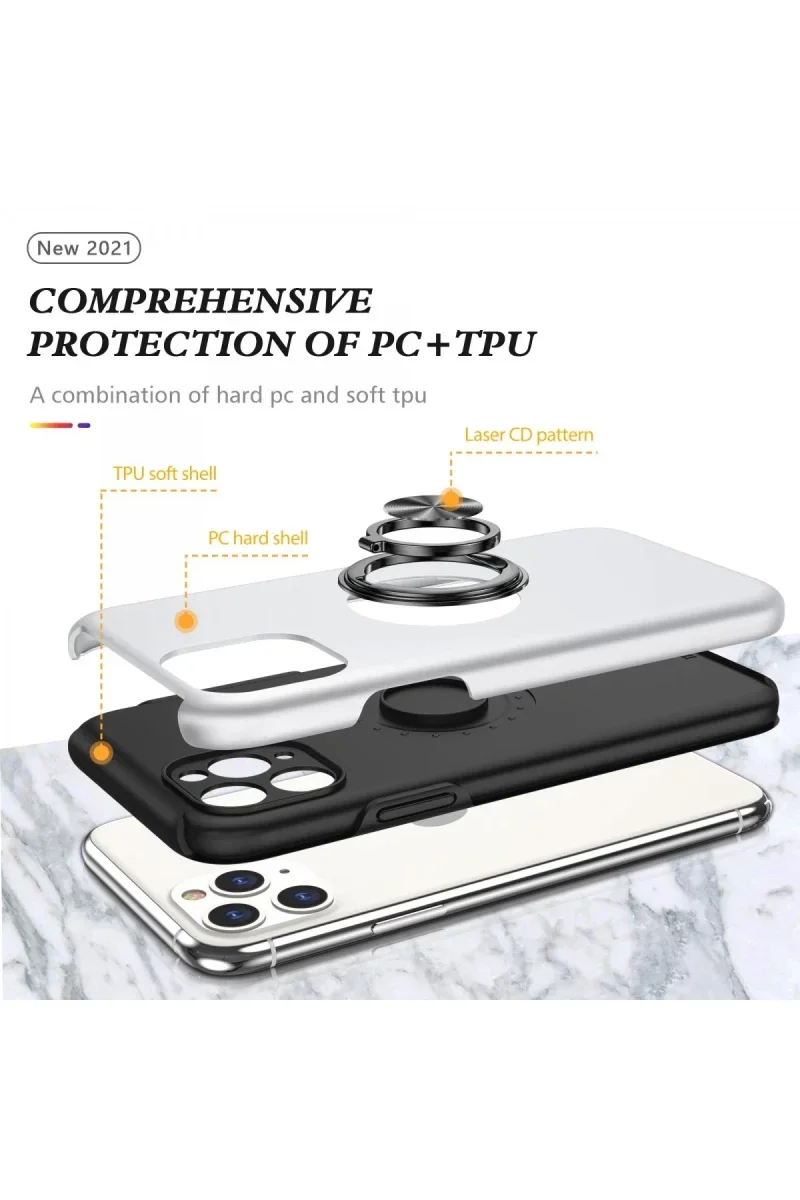 Apple iPhone 11 Pro Max Kılıf Elit Yüzüklü Kapak - Gümüş Apple iPhone 11 Pro Max Kılıf Elit Yüzüklü Kapak - Gümüş
