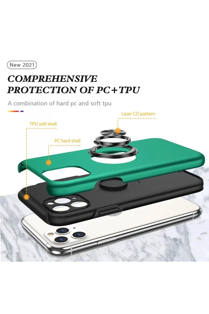 Apple iPhone 11 Pro Max Kılıf Elit Yüzüklü Kapak - Yeşil Apple iPhone 11 Pro Max Kılıf Elit Yüzüklü Kapak - Yeşil