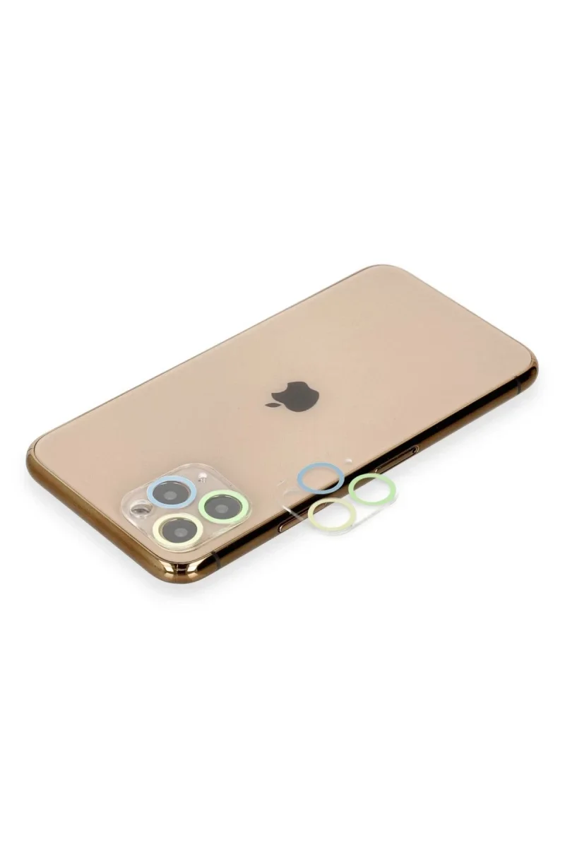 Apple iPhone 11 Pro Max Renkli Kamera Lens Koruma Cam - Yeşil-Sarı Apple iPhone 11 Pro Max Renkli Kamera Lens Koruma Cam - Yeşil-Sarı