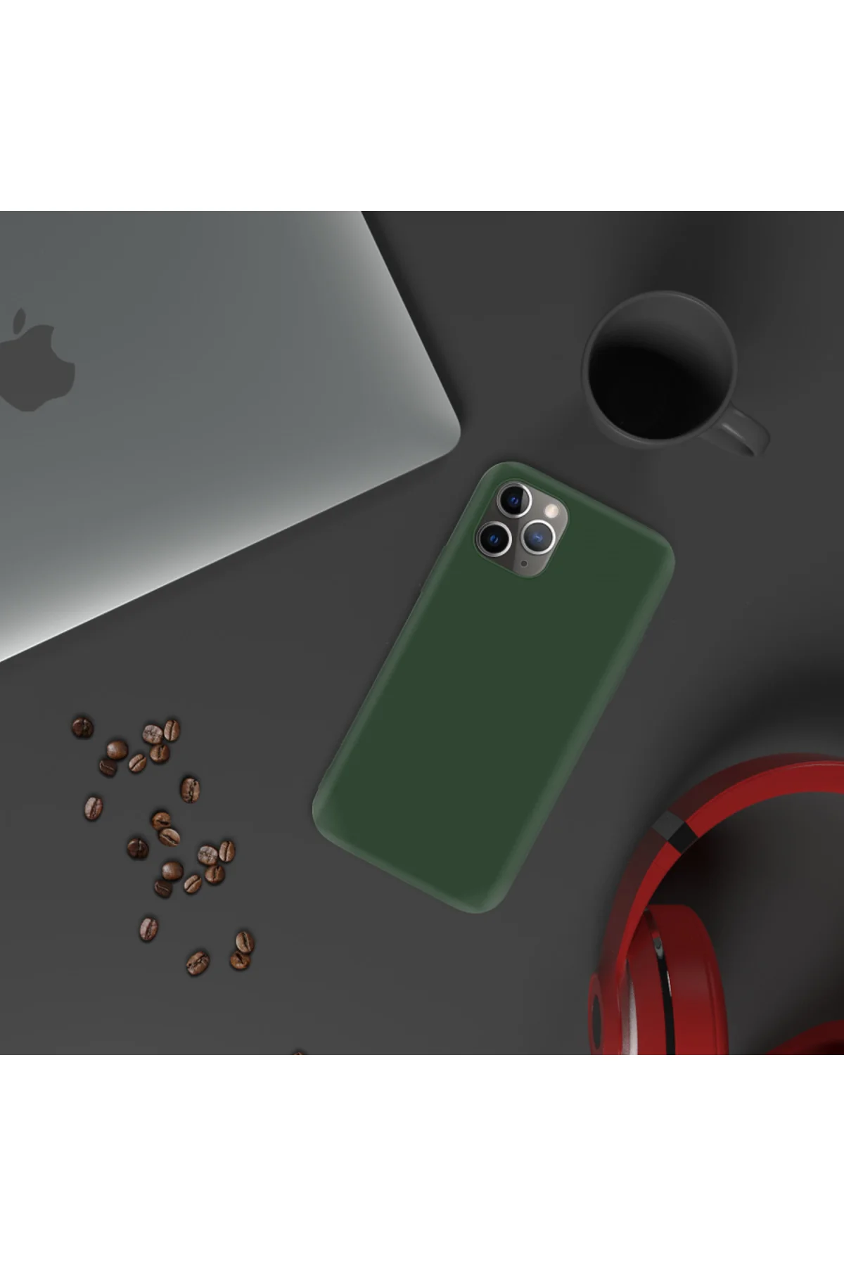 Apple iPhone 11 Pro İnce Mat Silikon Kılıf Haki