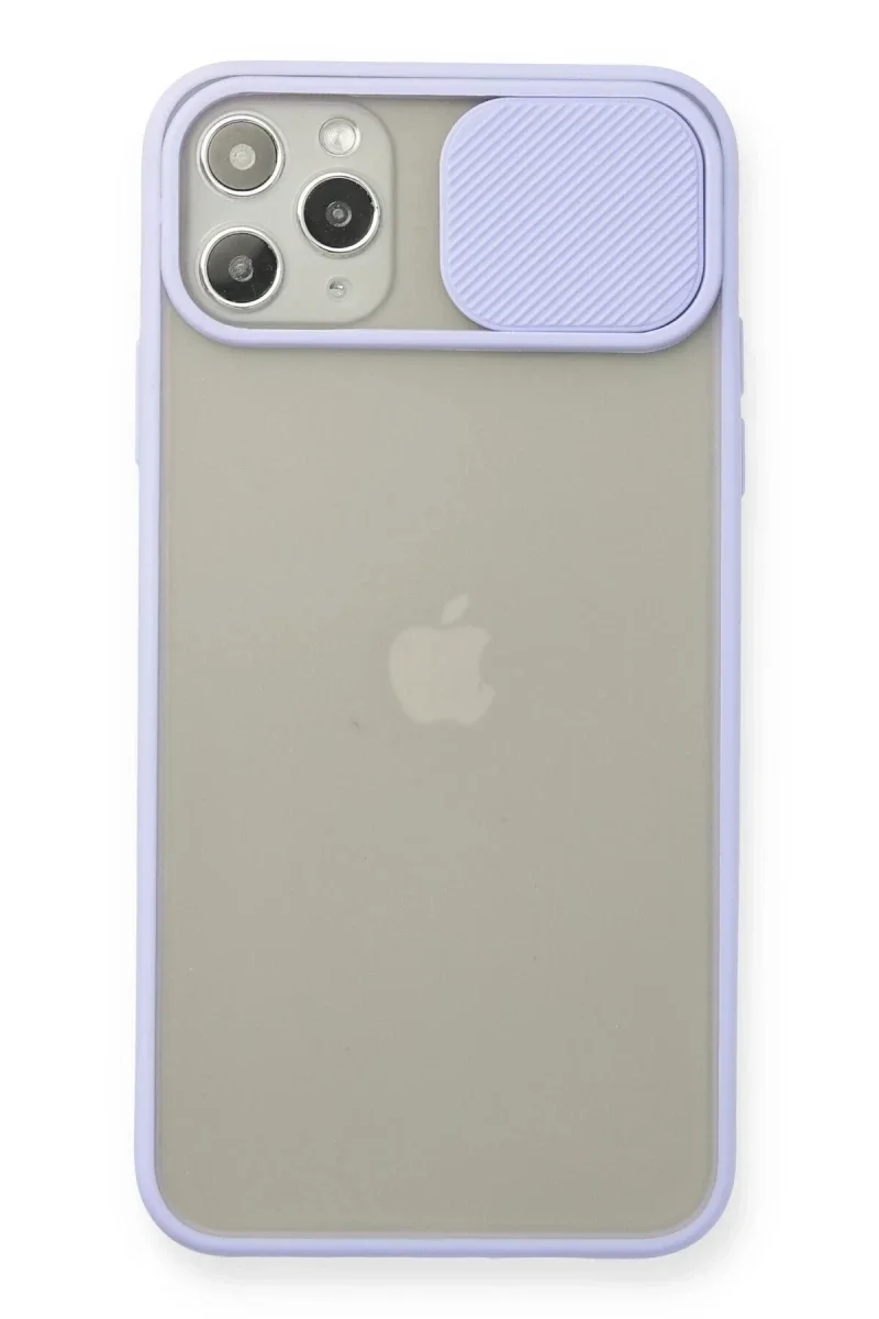 Apple iPhone 11 Pro Max Kılıf Palm Buzlu Kamera Sürgülü Silikon - Lila