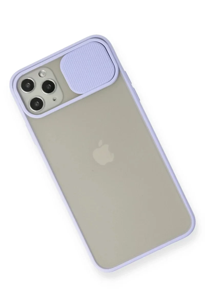 Apple iPhone 11 Pro Max Kılıf Palm Buzlu Kamera Sürgülü Silikon - Lila