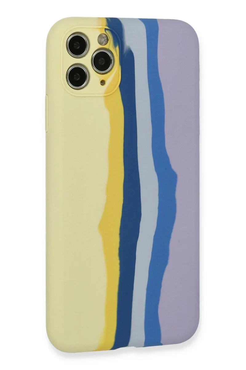 Apple iPhone 11 Pro Kılıf Ebruli Lansman Silikon - Sarı-Lila Apple iPhone 11 Pro Kılıf Ebruli Lansman Silikon - Sarı-Lila