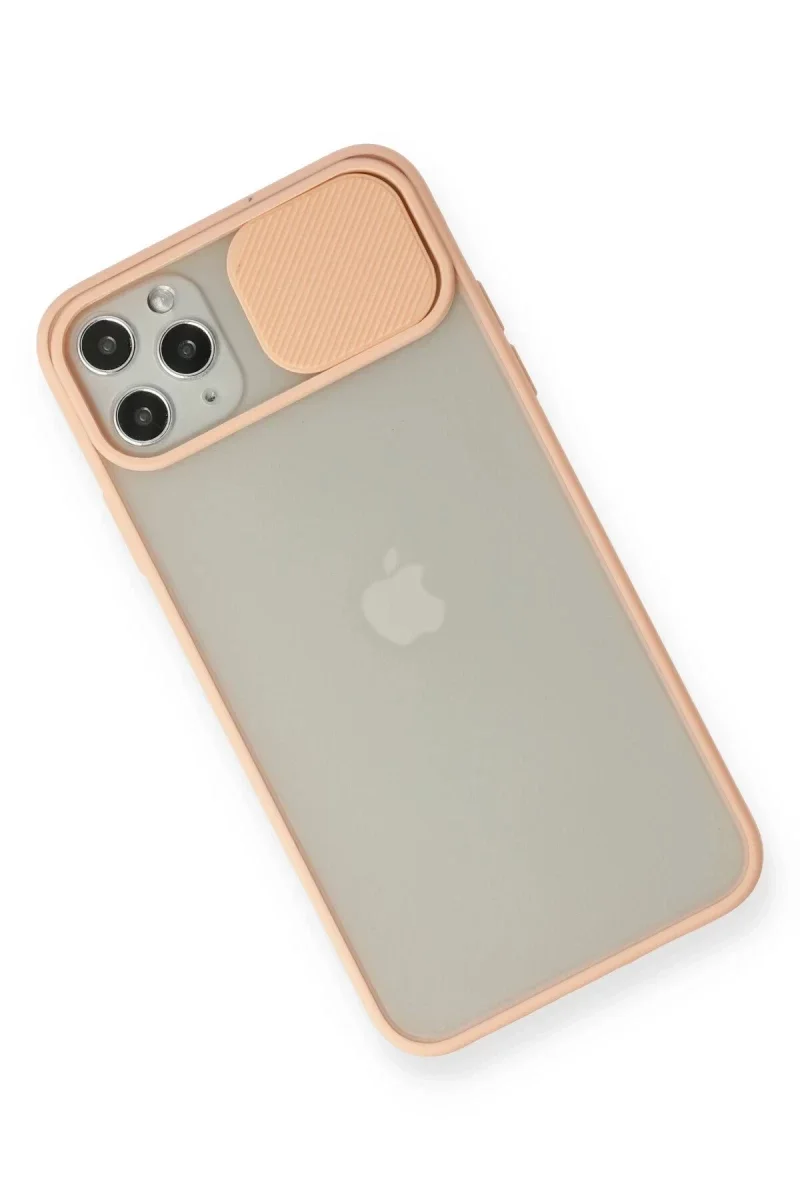 Apple iPhone 11 Pro Max Kılıf Palm Buzlu Kamera Sürgülü Silikon - Pembe