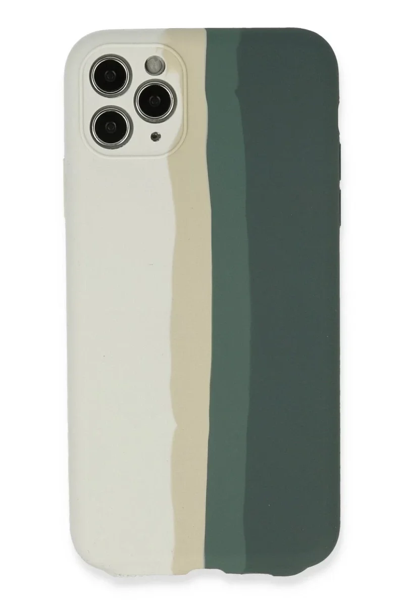 Apple iPhone 11 Pro Kılıf Ebruli Lansman Silikon - Beyaz-Gri