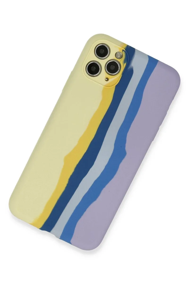 Apple iPhone 11 Pro Kılıf Ebruli Lansman Silikon - Sarı-Lila Apple iPhone 11 Pro Kılıf Ebruli Lansman Silikon - Sarı-Lila