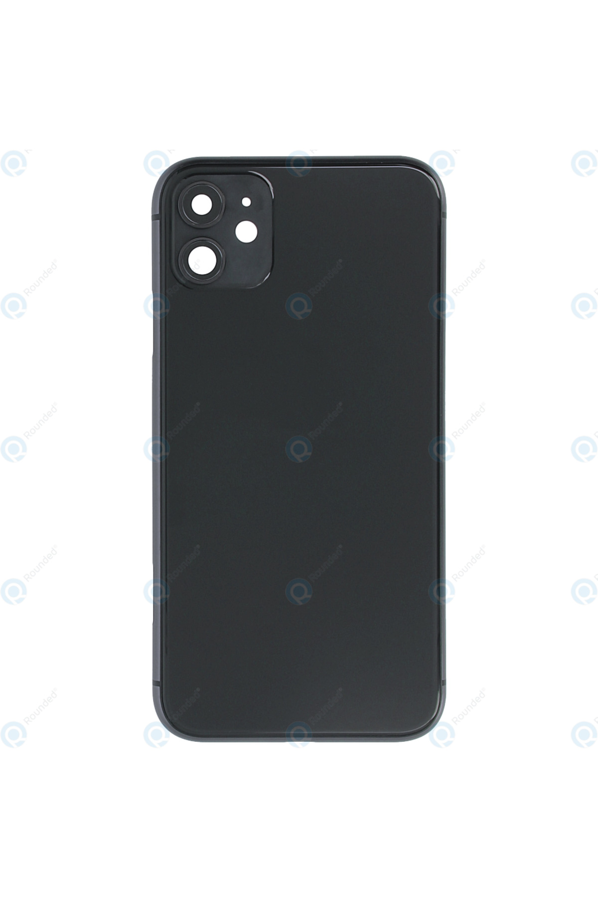 Apple iPhone 11 Uyumlu Logolu, Cam Arka Pil Kapağı - LENS HARİÇ Siyah