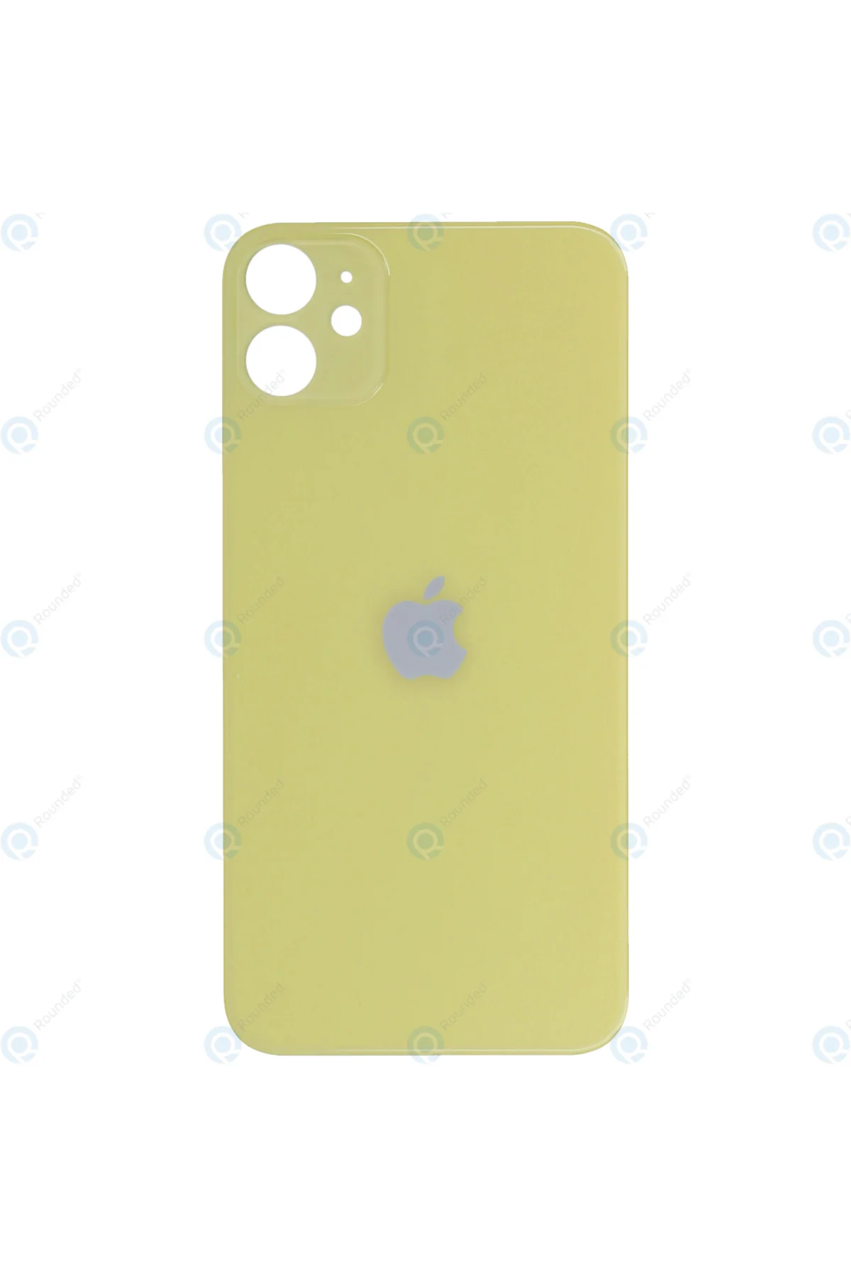 Apple iPhone 11 Uyumlu Logolu, Cam Arka Pil Kapağı - LENS HARİÇ Sarı