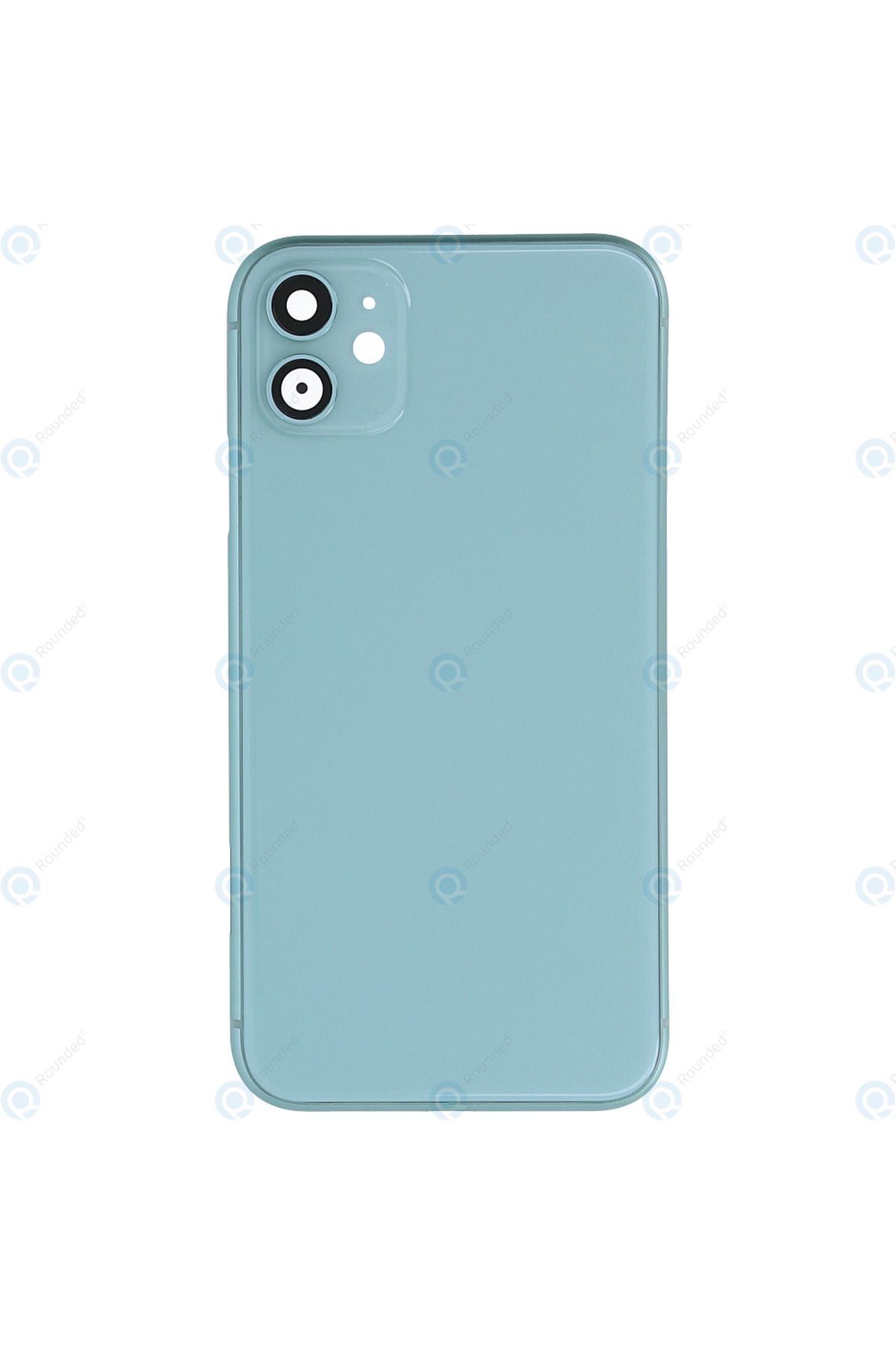 Apple iPhone 11 Uyumlu Logolu, Cam Arka Pil Kapağı - LENS HARİÇ Yeşil