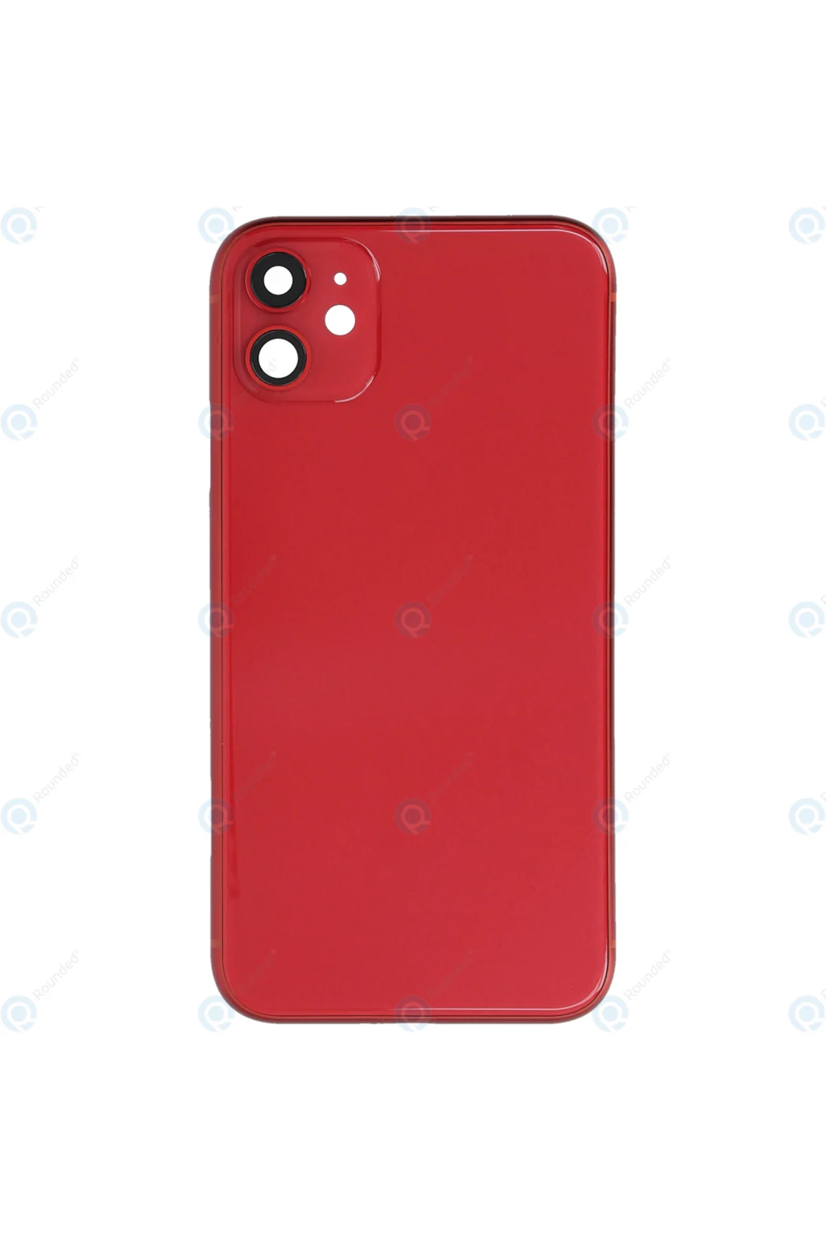 Apple iPhone 11 Uyumlu Logolu, Cam Arka Pil Kapağı - LENS HARİÇ Kırmızı