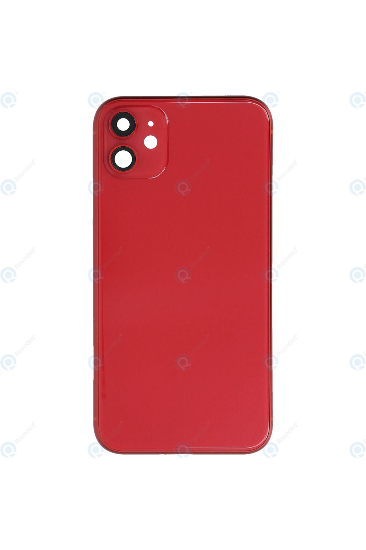 Apple iPhone 11 Uyumlu Logolu, Cam Arka Pil Kapağı - LENS HARİÇ Kırmızı