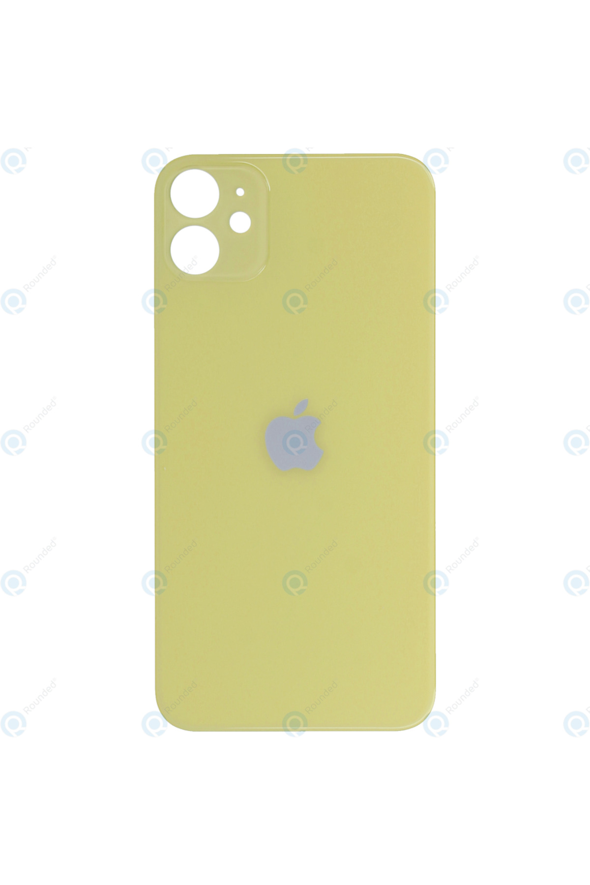 Apple iPhone 11 Uyumlu Logolu, Cam Arka Pil Kapağı - LENS HARİÇ Sarı