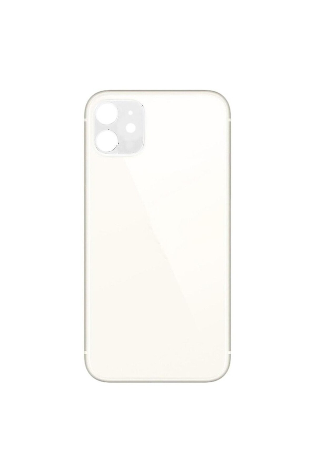 Apple iPhone 11 Uyumlu Logolu, Cam Arka Pil Kapağı Lazer Kesim - LENS HARİÇ Beyaz