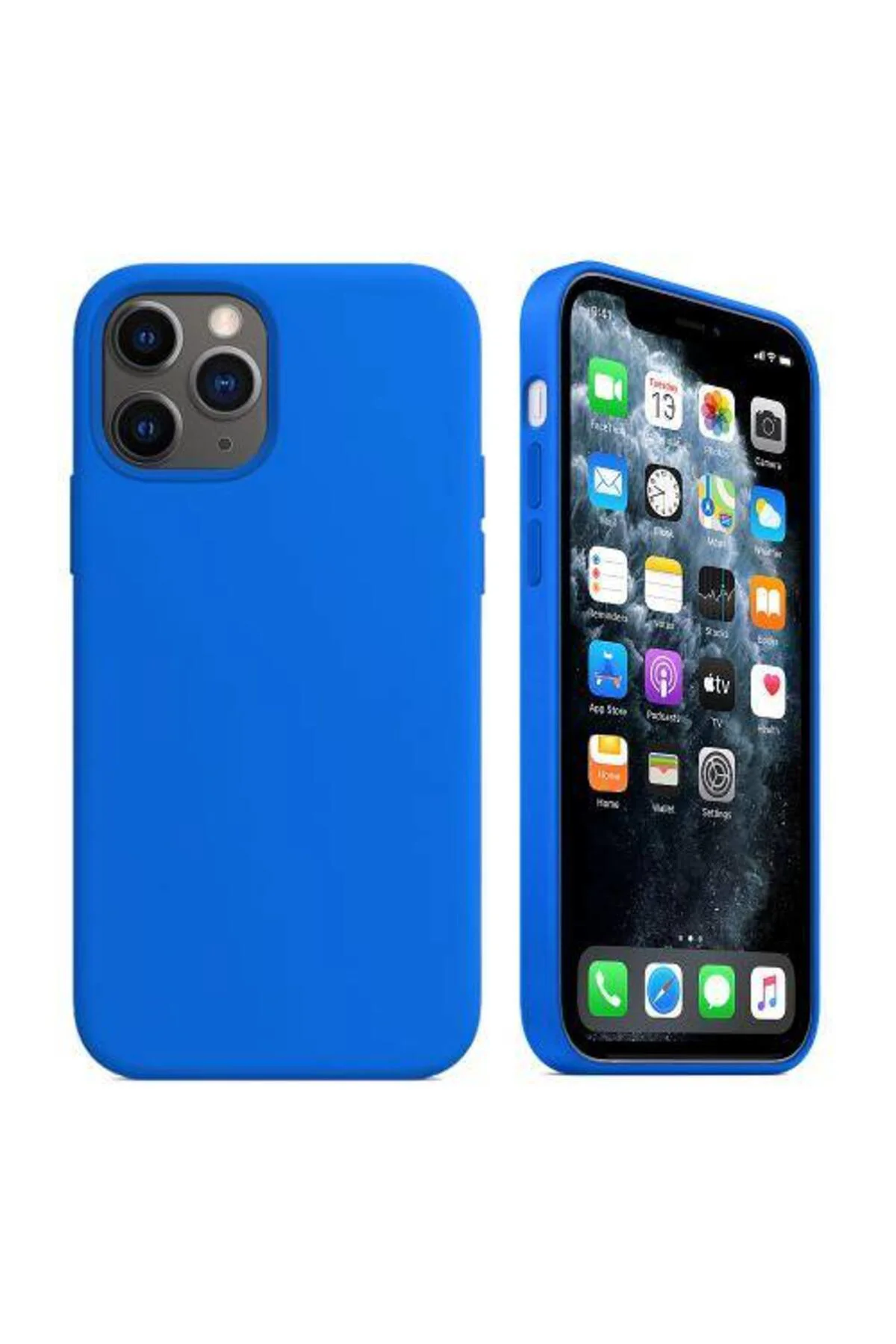 Apple Iphone 12 6.1'' Içi Kadife Silikon Kılıf Mavi