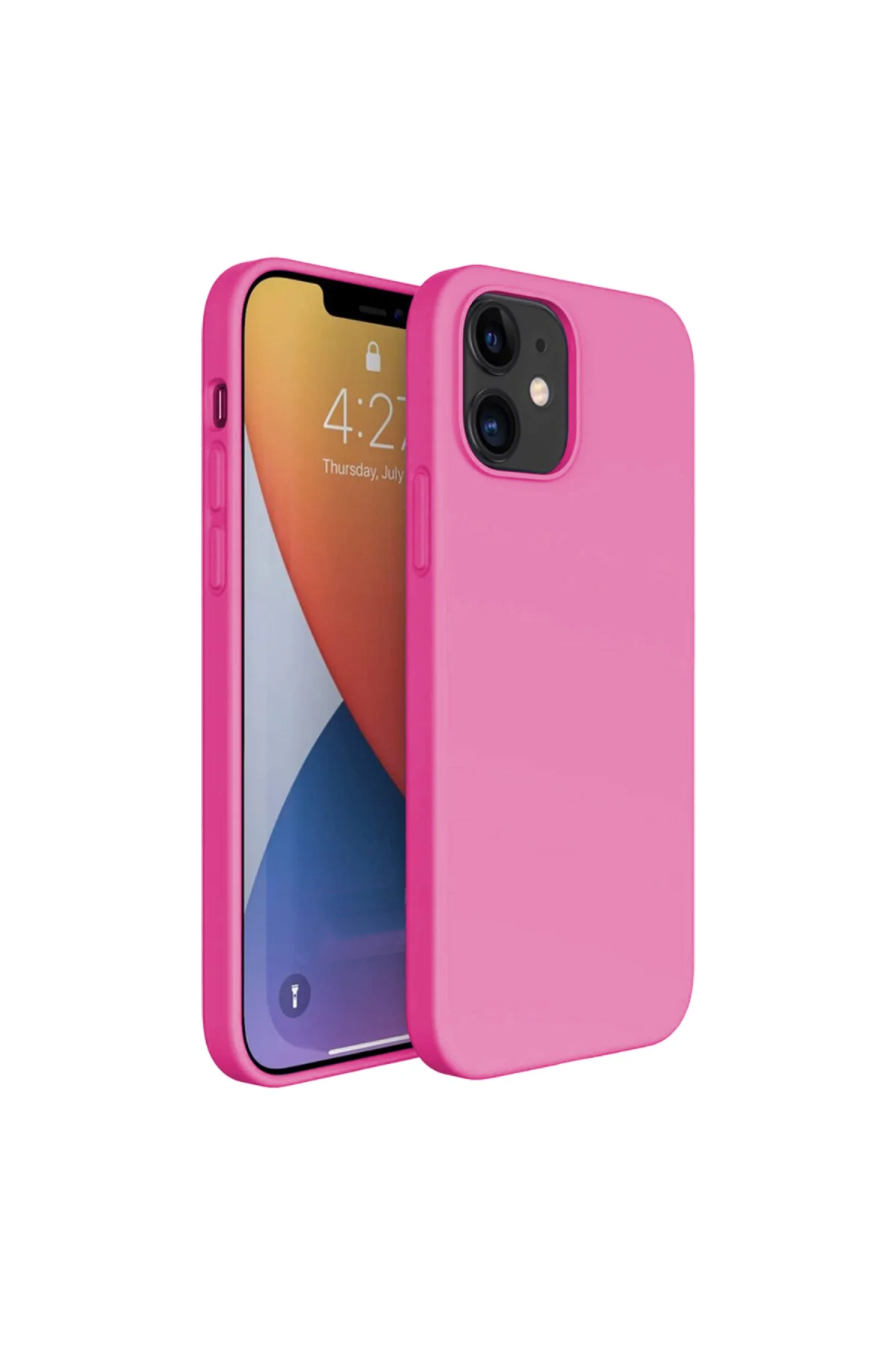 Apple iPhone 12 6.1'' İnce Mat Silikon Kılıf Pembe