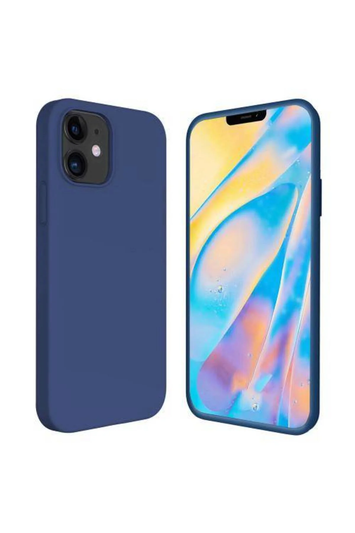 Apple iPhone 12 6.1'' İçi Kadife Silikon Kılıf Lacivert