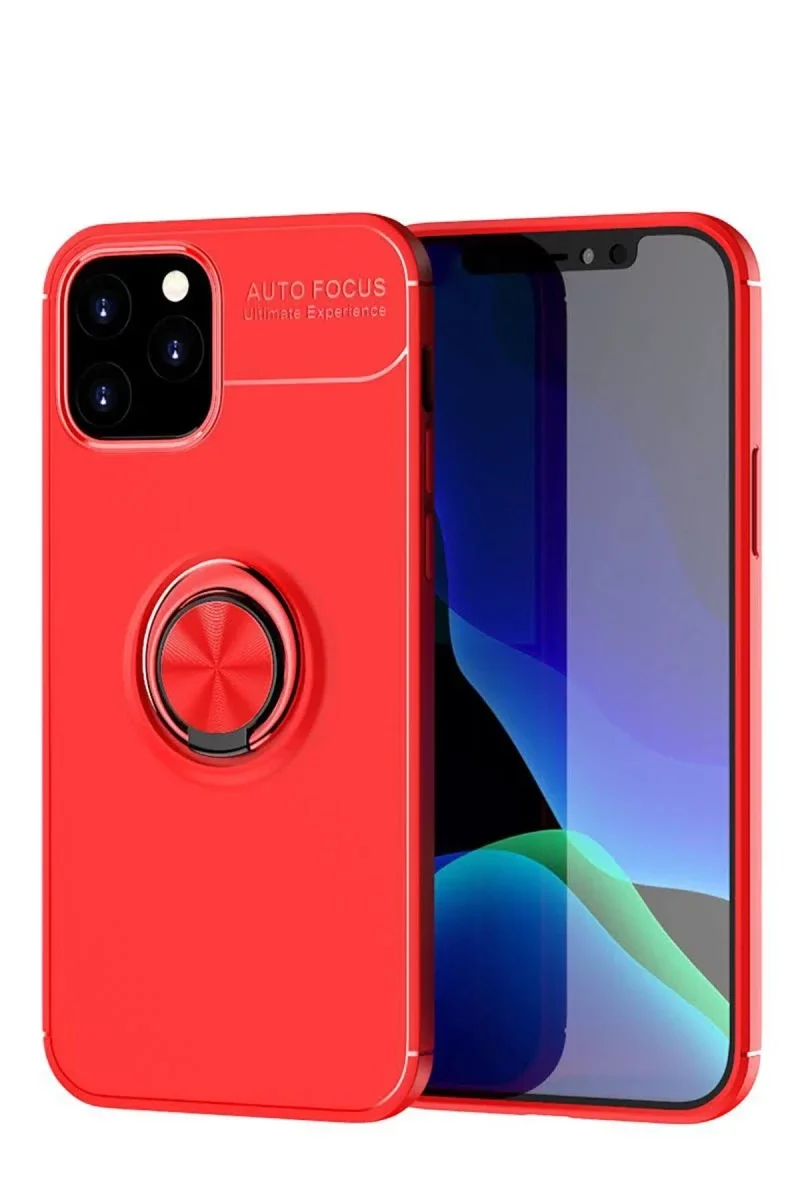 Apple iPhone 12 Kılıf Range Yüzüklü Silikon - Kırmızı Apple iPhone 12 Kılıf Range Yüzüklü Silikon - Kırmızı