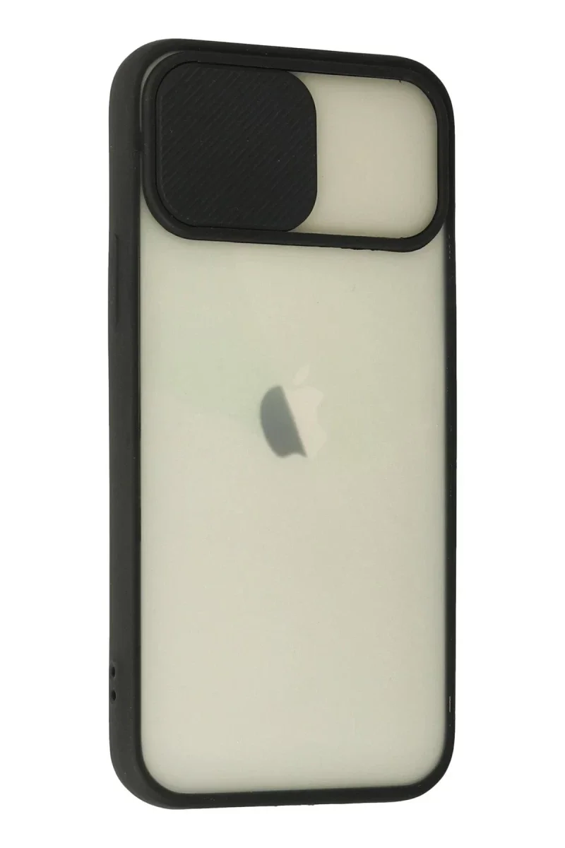 Apple iPhone 12 Kılıf Palm Buzlu Kamera Sürgülü Silikon - Siyah
