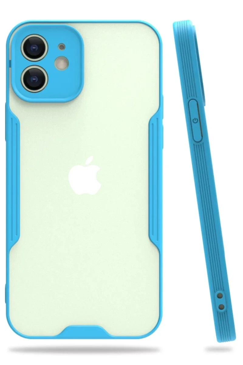 Apple iPhone 12 Kılıf Platin Silikon - Mavi