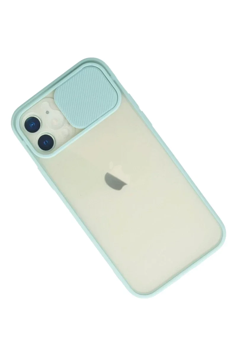 Apple iPhone 12 Kılıf Palm Buzlu Kamera Sürgülü Silikon - Turkuaz Apple iPhone 12 Kılıf Palm Buzlu Kamera Sürgülü Silikon - Turkuaz