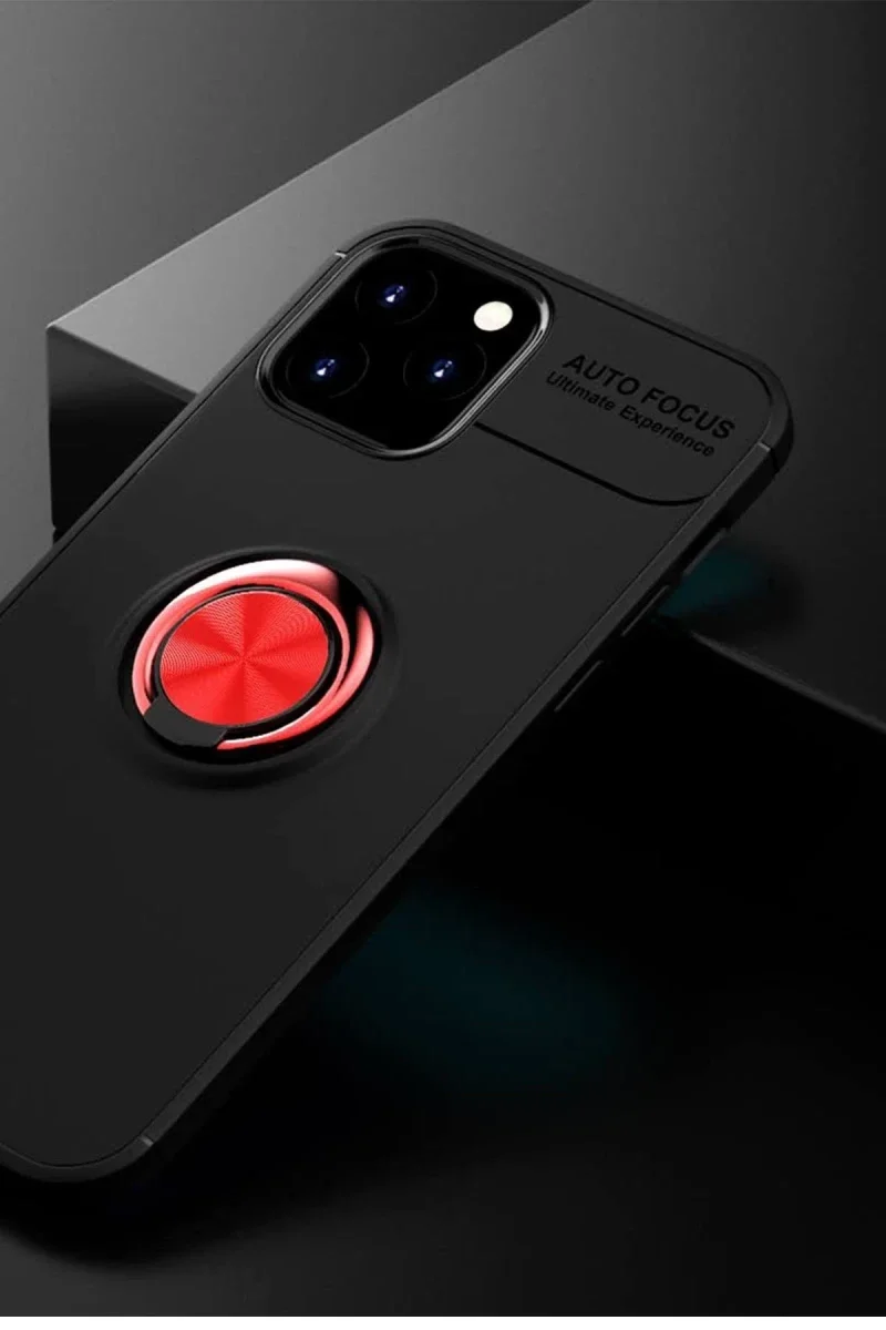 Apple iPhone 12 Kılıf Range Yüzüklü Silikon - Siyah-Kırmızı Apple iPhone 12 Kılıf Range Yüzüklü Silikon - Siyah-Kırmızı