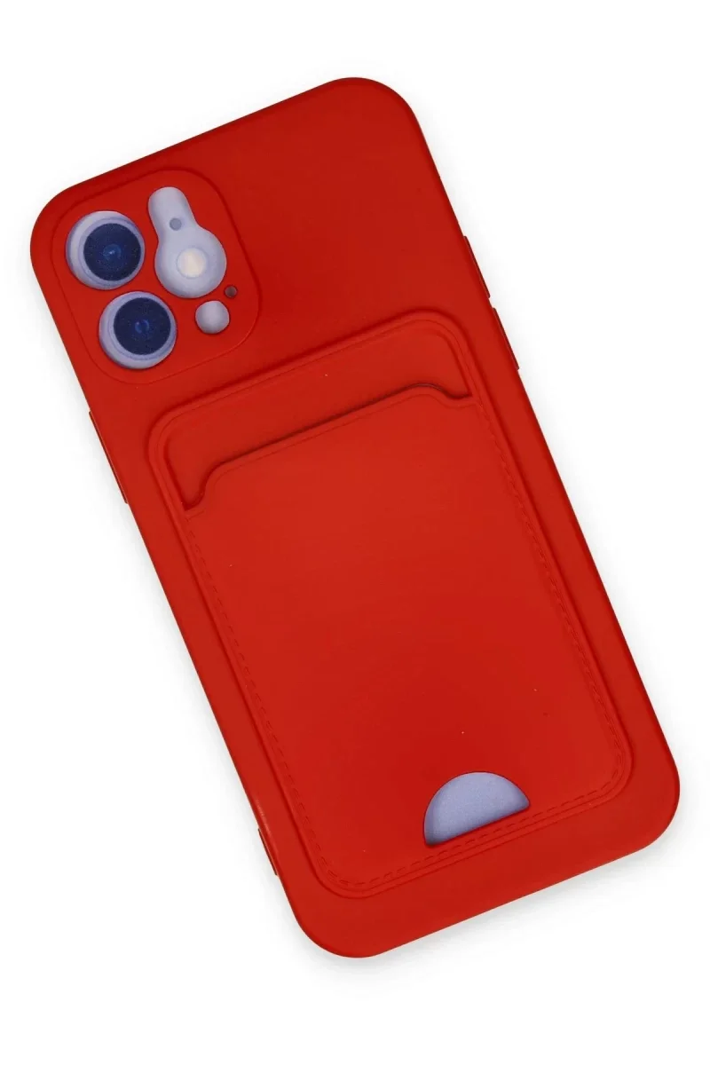 Apple iPhone 12 Kılıf Kelvin Kartvizitli Silikon - Kırmızı