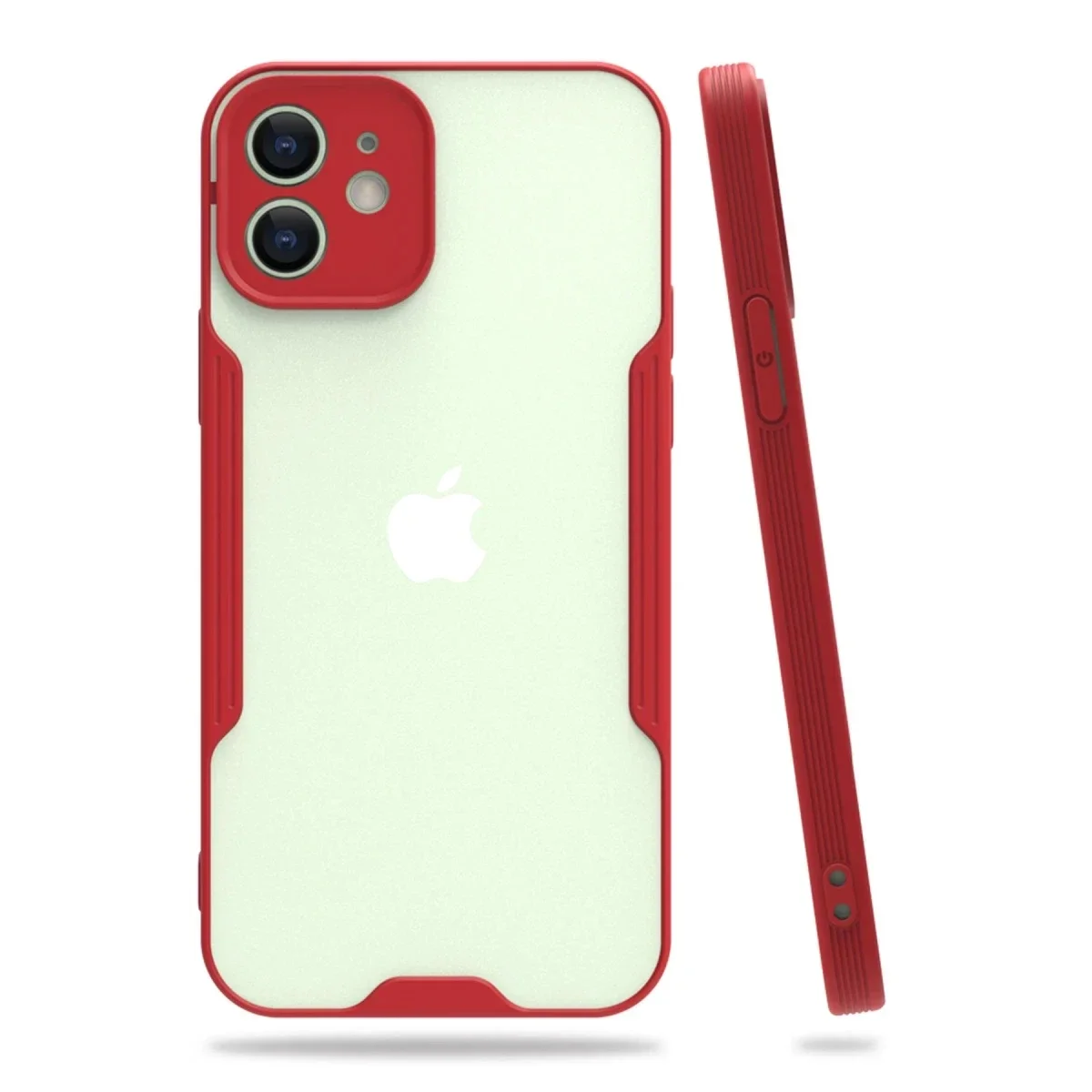 Apple iPhone 12 Kılıf Platin Silikon - Kırmızı