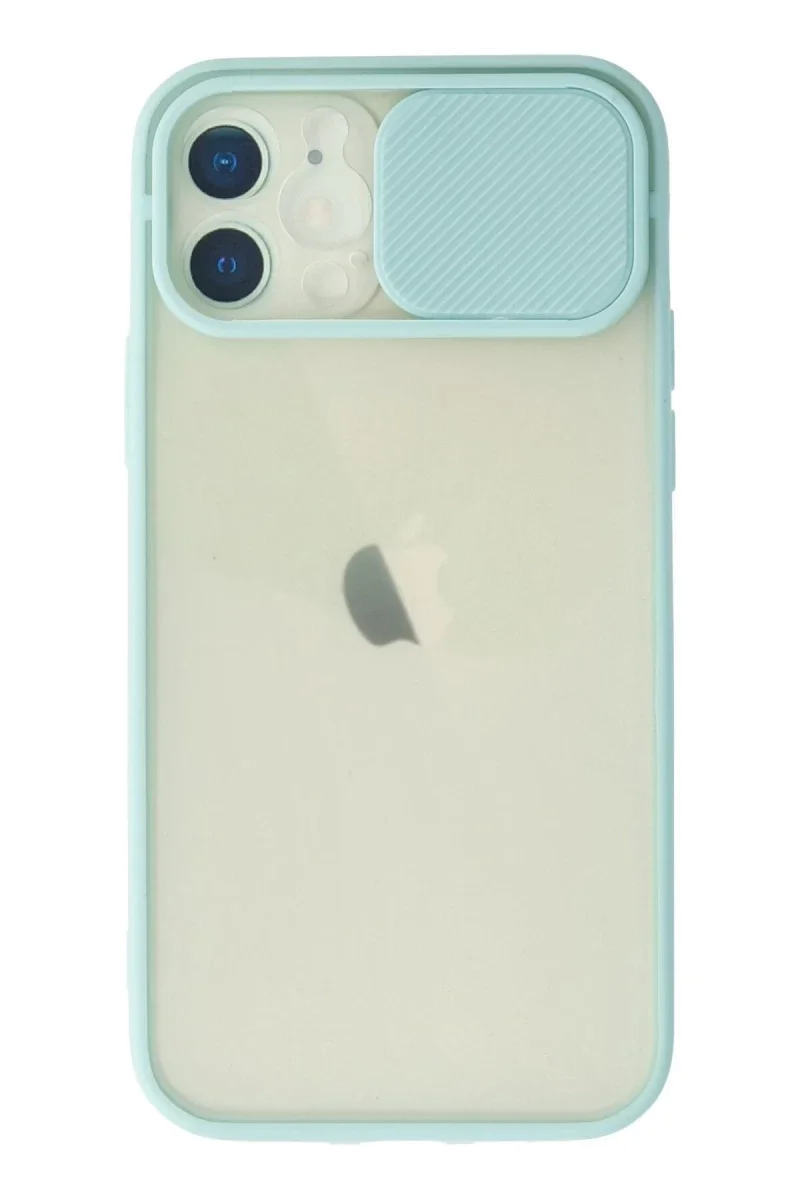 Apple iPhone 12 Kılıf Palm Buzlu Kamera Sürgülü Silikon - Turkuaz Apple iPhone 12 Kılıf Palm Buzlu Kamera Sürgülü Silikon - Turkuaz