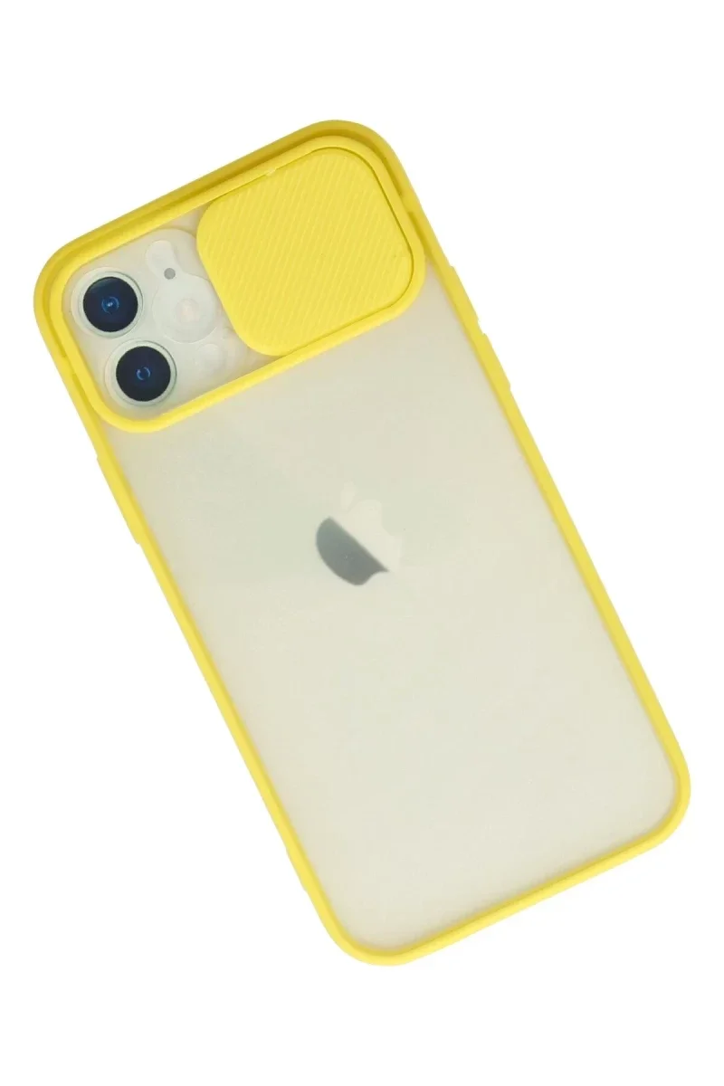 Apple iPhone 12 Kılıf Palm Buzlu Kamera Sürgülü Silikon - Sarı Fiyatı, Yorumları ve Özellikleri