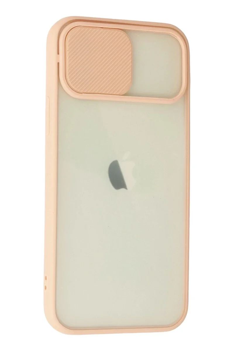 Apple iPhone 12 Kılıf Palm Buzlu Kamera Sürgülü Silikon - Pembe