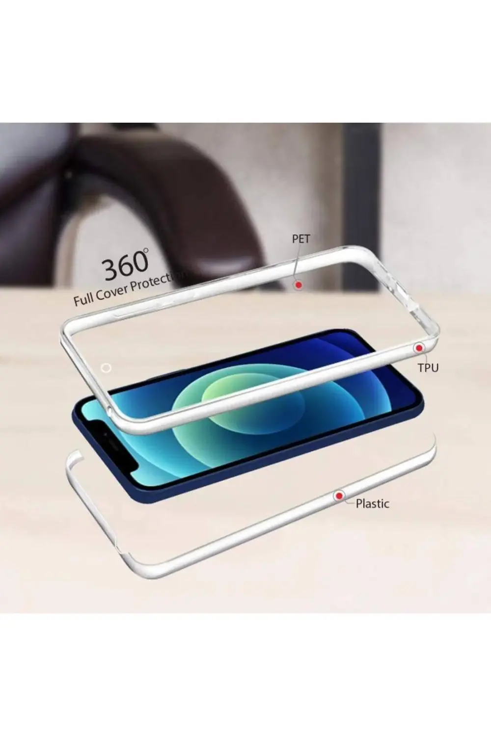 Apple iPhone 12 Mini Çift Taraflı Silikon Kılıf Şeffaf