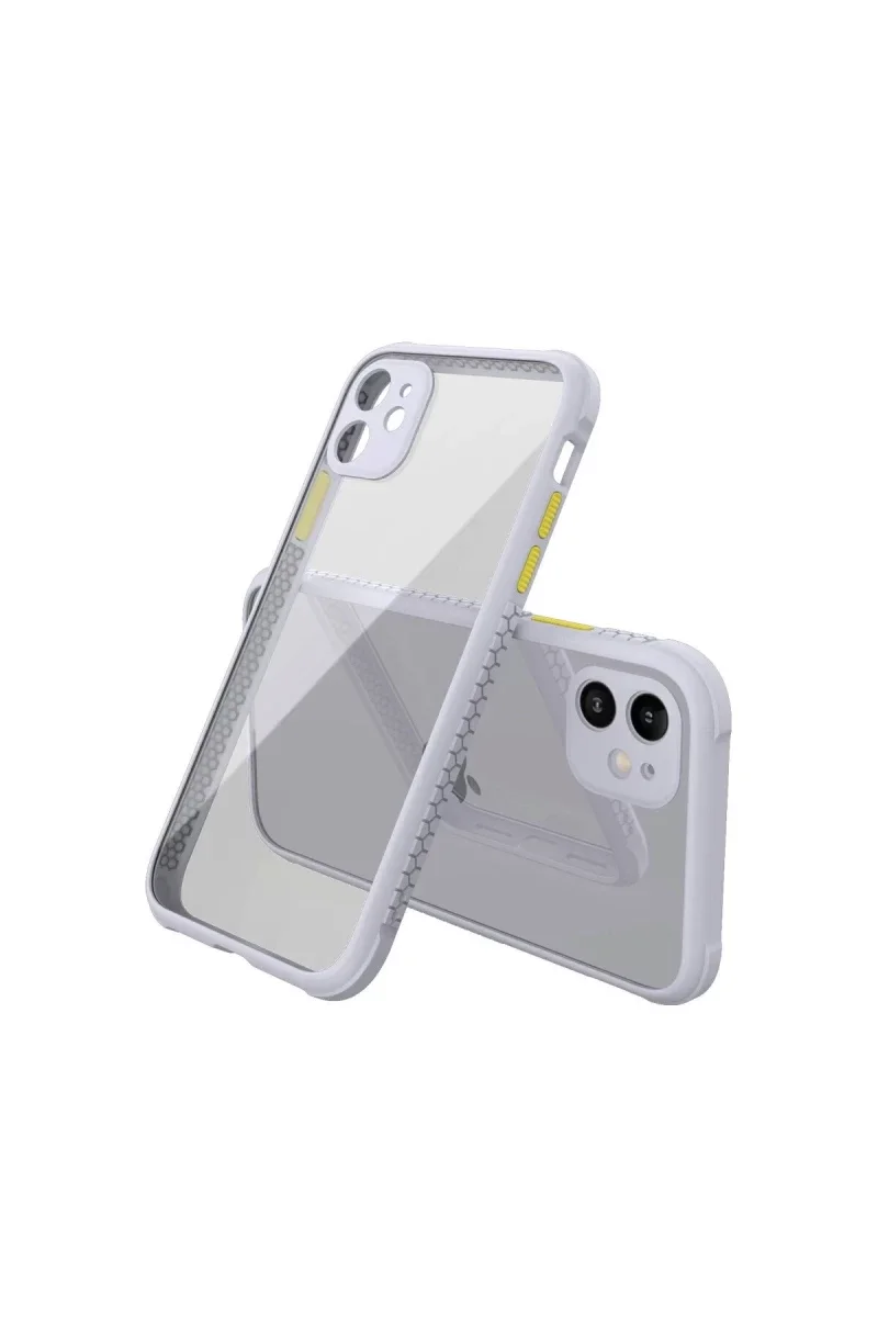 Apple iPhone 12 Mini Kılıf Miami Şeffaf Silikon - Lila