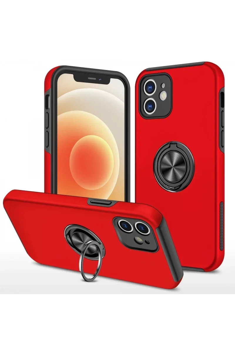 Apple iPhone 12 Mini Kılıf Elit Yüzüklü Kapak - Kırmızı Apple iPhone 12 Mini Kılıf Elit Yüzüklü Kapak - Kırmızı