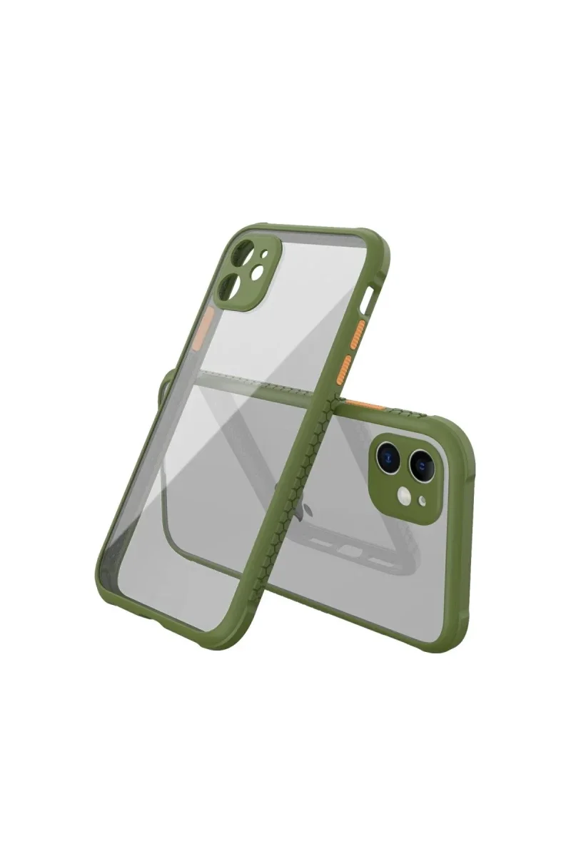 Apple iPhone 12 Mini Kılıf Miami Şeffaf Silikon - Koyu Yeşil Apple iPhone 12 Mini Kılıf Miami Şeffaf Silikon - Koyu Yeşil