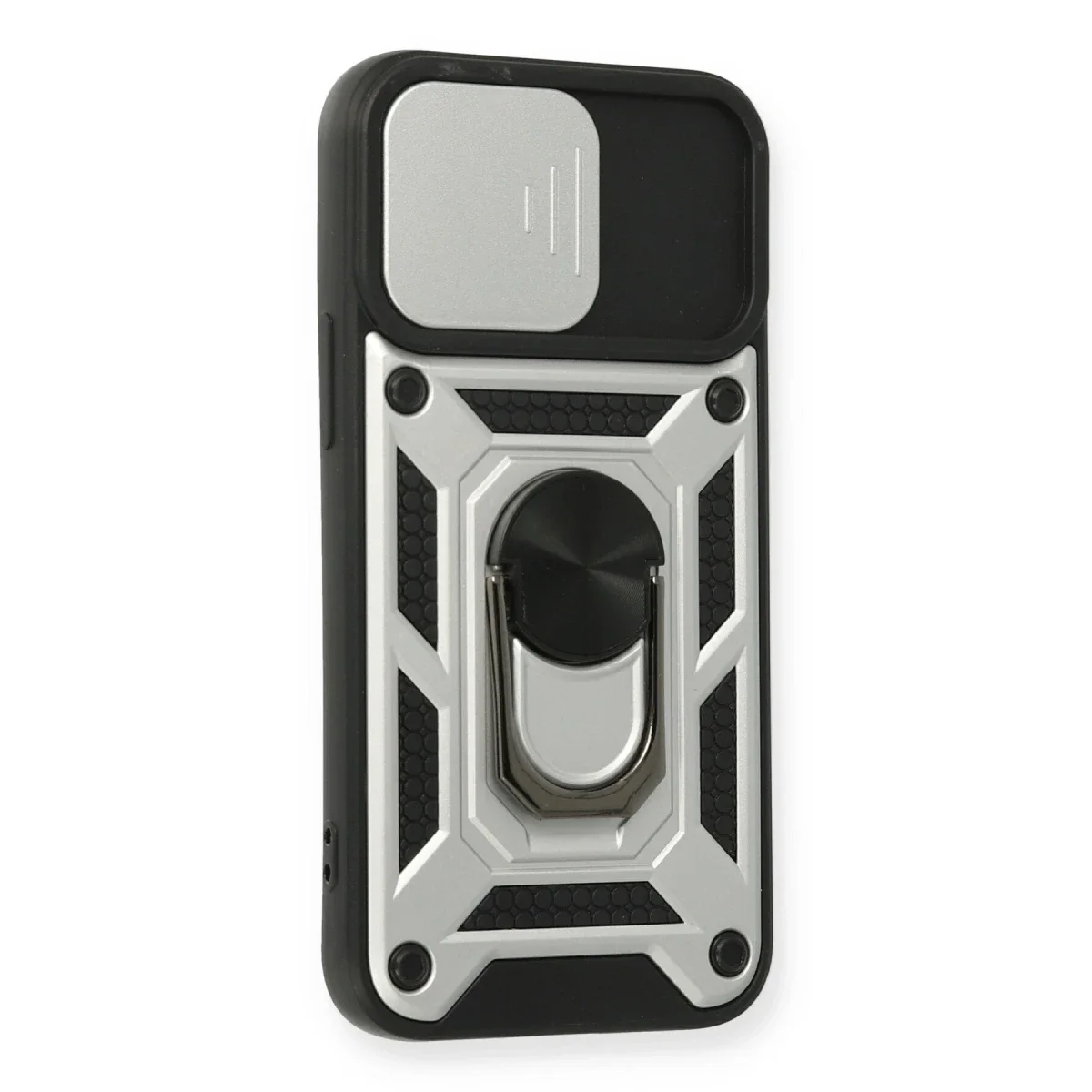 Apple iPhone 12 Mini Kılıf Pars Lens Yüzüklü Silikon - Gümüş - Görsel 2