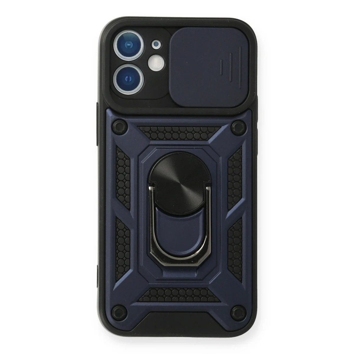 Apple İphone 12 Mini Kılıf Pars Lens Yüzüklü Silikon - Lacivert