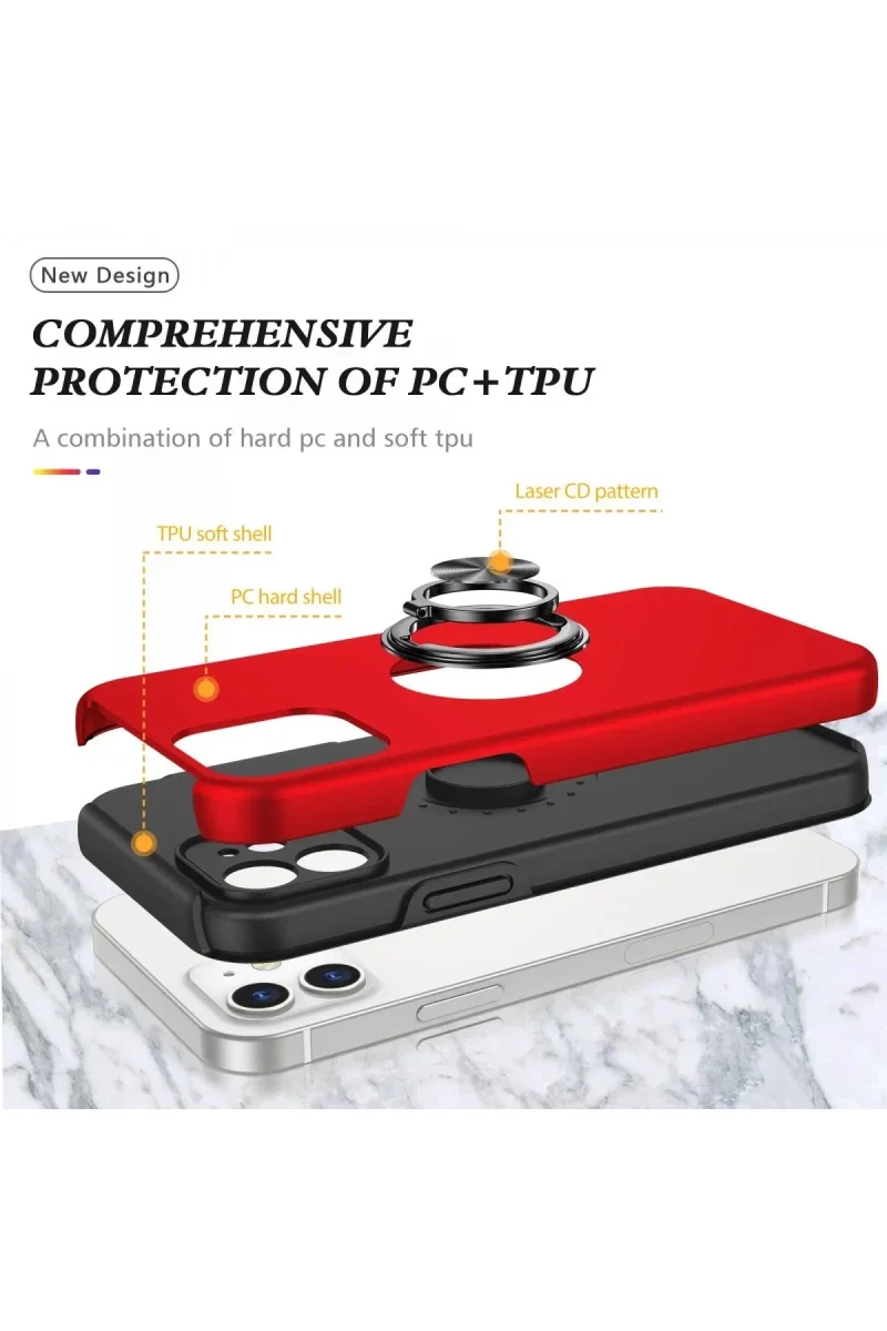 Apple iPhone 12 Mini Kılıf Elit Yüzüklü Kapak - Kırmızı Apple iPhone 12 Mini Kılıf Elit Yüzüklü Kapak - Kırmızı