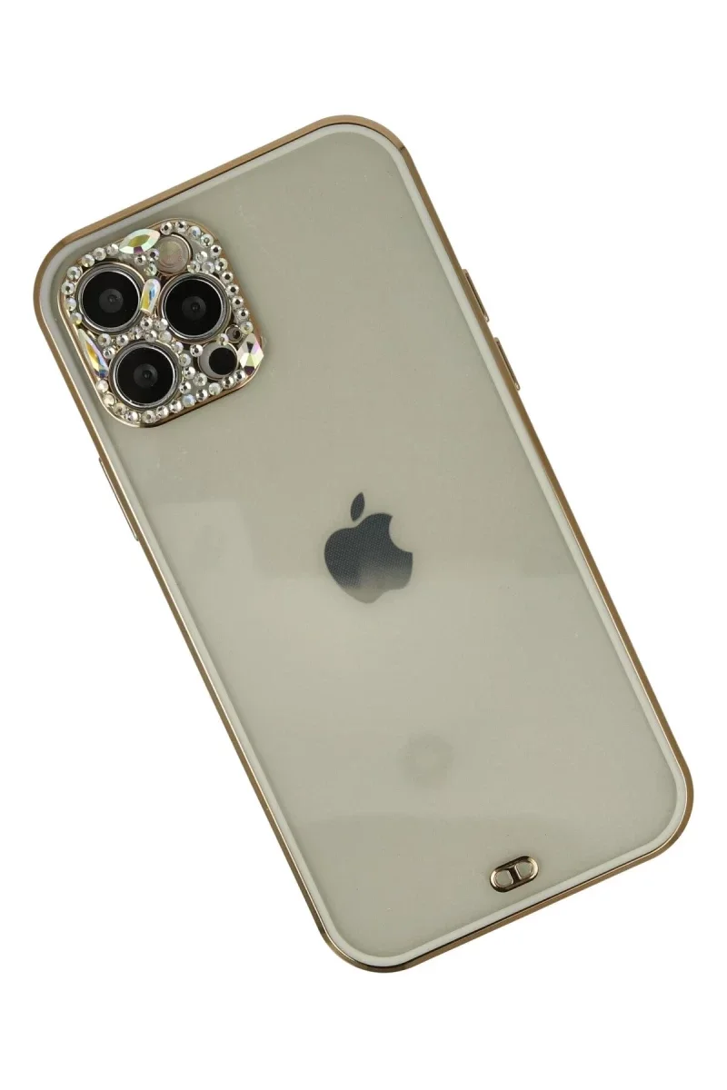 Apple iPhone 12 Pro Max Kılıf Liva Taşlı Silikon - Beyaz Apple iPhone 12 Pro Max Kılıf Liva Taşlı Silikon - Beyaz