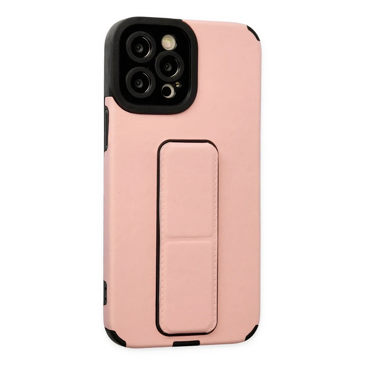 Apple iPhone 12 Pro Max Kılıf Mega Standlı Silikon - Pudra Apple iPhone 12 Pro Max Kılıf Mega Standlı Silikon - Pudra