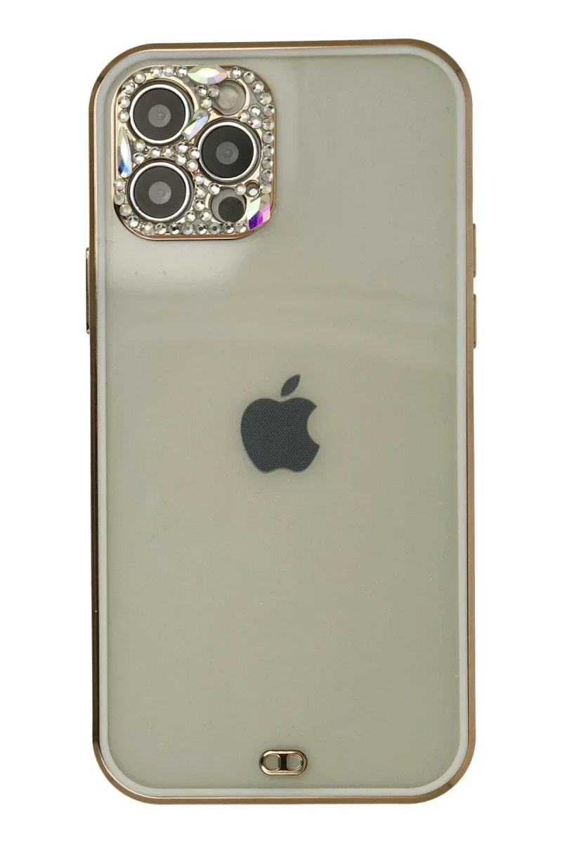 Apple iPhone 12 Pro Max Kılıf Liva Taşlı Silikon - Beyaz Apple iPhone 12 Pro Max Kılıf Liva Taşlı Silikon - Beyaz